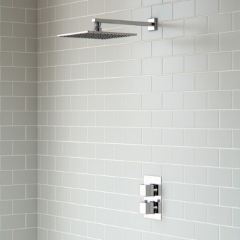 Signature Advance Thermostatic Square Dual Concealed Mixer Shower with Fixed Head - Chrome