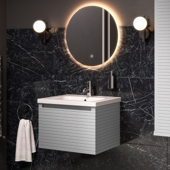 Signature Marshal Wall Hung 1-Drawer Vanity Unit with Basin 815mm Wide - Matt Mineral Grey