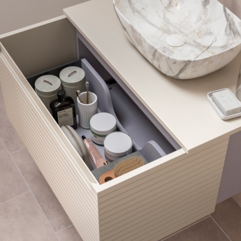 Signature Marshal Wall Hung 1-Drawer Vanity Unit and Worktop 600mm Wide - Matt Cotton