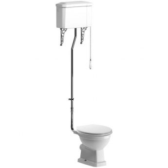 Signature Aphrodite High Level Toilet with Pull Chain Cistern - Satin White Ash Soft Close Seat