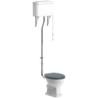 Signature Aphrodite High Level Toilet with Pull Chain Cistern - Sea Green Ash Soft Close Seat