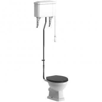 Signature Aphrodite High Level Toilet with Pull Chain Cistern - Grey Ash Soft Close Seat