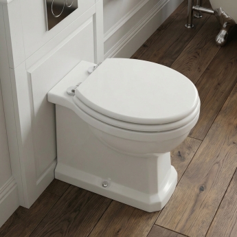 Signature Aphrodite Back to Wall Toilet (inc White Wood Effect Seat) | Product Image