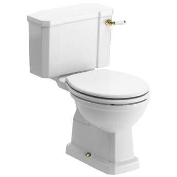 Signature Aphrodite Traditional Close Coupled Toilet with Brushed Brass Fittings (inc Soft Close Seat) | Product Image