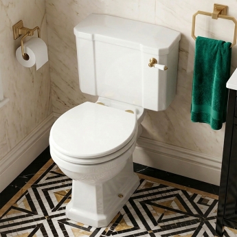 Signature Aphrodite Traditional Close Coupled Toilet with Brushed Brass Fittings (inc Soft Close Seat) | Product Image