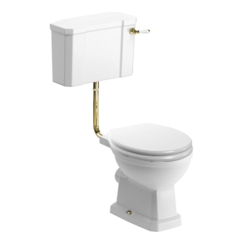 Signature Aphrodite Traditional Low Level Toilet with Brushed Brass Fittings (inc Soft Close Seat) | Product Image
