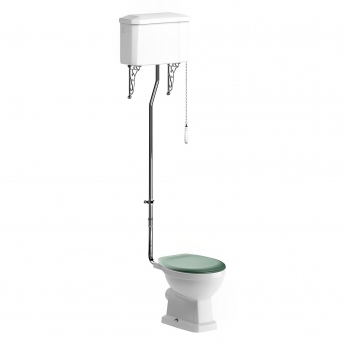 Signature Aphrodite High Level Toilet with Pull Chain Cistern - Sage Green Soft Close Seat