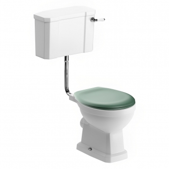 Signature Aphrodite Low Level Toilet with Lever Cistern - Sage Green Soft Close Seat