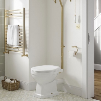 Signature Aphrodite High Level Toilet with Pull Chain Cistern Brushed Brass - Soft Close Seat