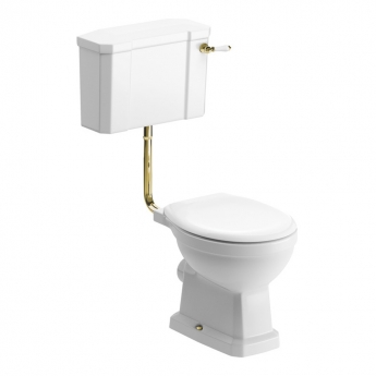 Signature Aphrodite Low Level Toilet with Lever Cistern Brushed Brass - Soft Close Seat