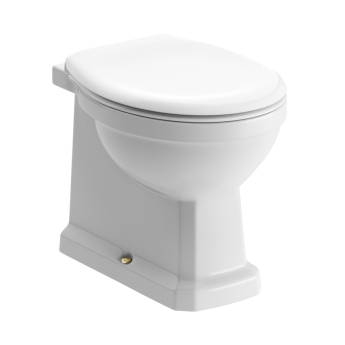 Signature Aphrodite Comfort Height Back to Wall Toilet with Brushed Brass Fittings (inc White Acrylic Seat) | Product Image