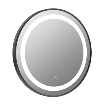 Signature Ava Round Front-Lit LED Bathroom Mirror with Demister Pad 600mm Diameter - Matt Black | Product Image