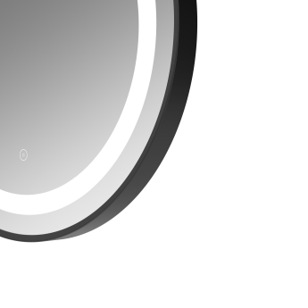 Signature Ava Round Front-Lit LED Bathroom Mirror with Demister Pad 600mm Diameter - Matt Black | Product Image