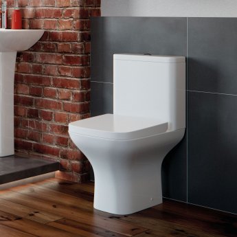 Signature Aztec Close Coupled Open Back Toilet with Push Button Cistern - Soft Close Seat