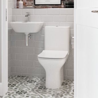 Signature Aztec Close Coupled Back to Wall Toilet with Push Button Cistern - Soft Close Seat