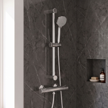 Signature Balance Cool-Touch Thermostatic Bar Mixer Shower with Adjustable Shower Riser Kit - Chrome | Product Image