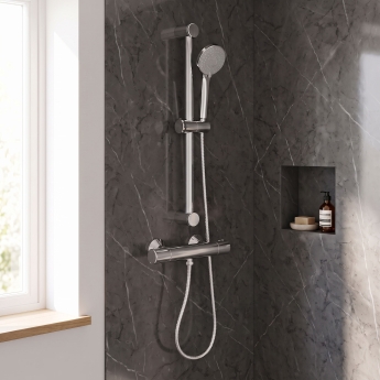 Signature Balance Cool-Touch Thermostatic Bar Mixer Shower with Adjustable Shower Riser Kit - Chrome | Product Image