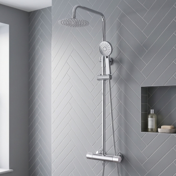 Signature Balance Cool-Touch Thermostatic Bar Mixer Shower with Shower Kit + Fixed Head - Chrome | Product Image