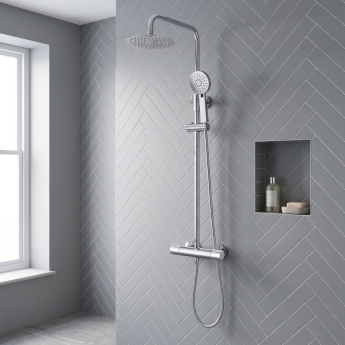 Signature Balance Cool-Touch Thermostatic Bar Mixer Shower with Shower Kit + Fixed Head - Chrome | Product Image