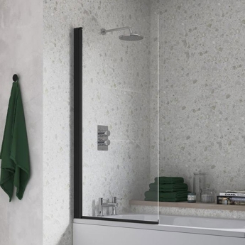 Signature Single Straight Square Bath Screen 1500mm H x 800mm W - 6mm Glass | Product Image