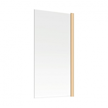 Signature Brushed Brass Profile Single Straight Square Bath Screen 1500mm H x 800mm W - 6mm Glass
