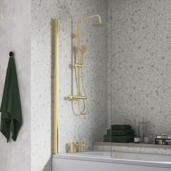 Signature Single Straight Square Bath Screen 1500mm H x 800mm W - 6mm Glass | Product Image