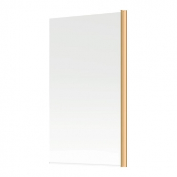 Signature Single Square Hinged Bath Screen 1400mm High x 800mm Wide - Brushed Brass