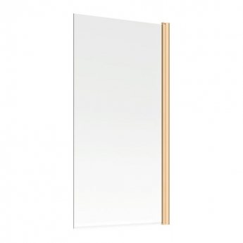 Signature Single Square Hinged Bath Screen 1400mm High x 800mm Wide - Brushed Brass
