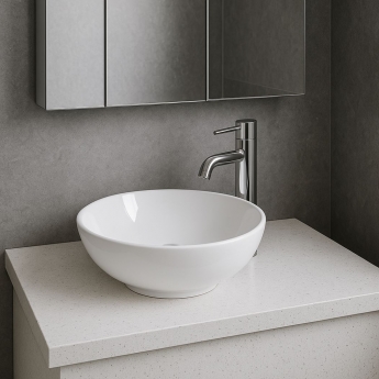 Signature Bella Round Countertop Basin 420mm Wide 0 Tap Hole - White