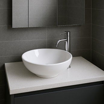 Signature Bella Round Countertop Basin 420mm Wide 0 Tap Hole - White