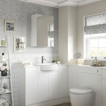 Signature Bergen 2-Door Mirrored Bathroom Cabinet 500mm Wide - White Gloss