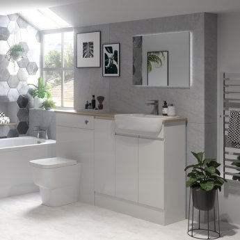 Signature Bergen Floor Standing 1-Door Toilet Roll Unit 200mm Wide - Pearl Grey Gloss