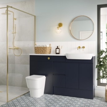 Signature Bergen Floor Standing 2-Door Slim Vanity Unit 600mm Wide - Matt Indigo Blue