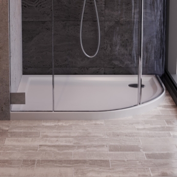 Signature Boundary 40mm Stone Resin Offset Quadrant Shower Tray | Product Image