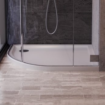 Signature Boundary 40mm Stone Resin Offset Quadrant Shower Tray | Product Image