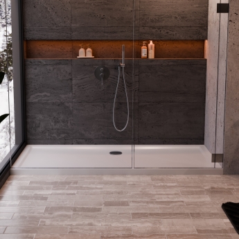 Signature Boundary Rectangular Stone Resin Shower Tray 1600mm x 800mm (inc Waste) | Product Image