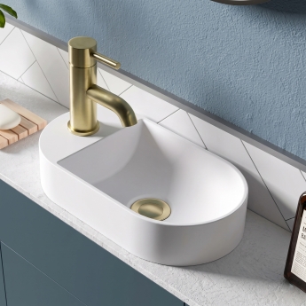 Signature Carmen Sit-On Countertop Basin 380mm Wide 1 Tap Hole - White | Product Image