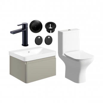 Signature Celeste Bathroom Suite with Wall Hung Vanity Unit 600mm Wide - Matt Latte/Black | Product Image