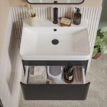 Signature Celeste Bathroom Suite with Wall Hung Vanity Unit 500mm Wide - Matt Black