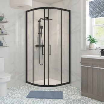 Signature Verve Black 2-Door Quadrant Shower Enclosure - 6mm Glass