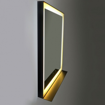Signature Cleo LED Bathroom Mirror with Demister Pad 800mm H x 600mm W - Black