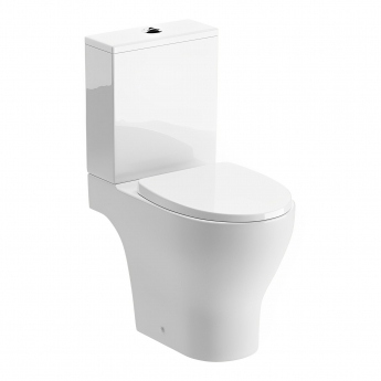 Signature Como Rimless Open Back Close Coupled Toilet with Push Button Cistern - Soft Close Seat