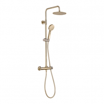Signature Thermostatic Cool-Touch Bar Mixer Shower with Shower Kit + Fixed Head - Brushed Brass