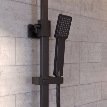 Signature Square Thermostatic Bar Mixer Shower with Shower Kit + Fixed Head - Matt Black | Product Image