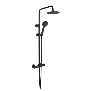 Signature Thermostatic Cool-Touch Bar Mixer Shower with Shower Kit + Fixed Head - Matt Black | Product Image