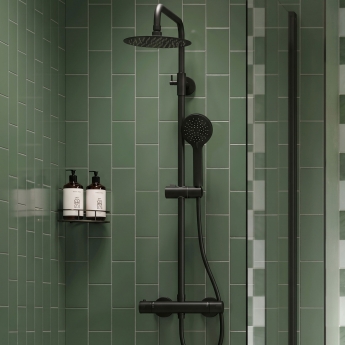 Signature Thermostatic Cool-Touch Bar Mixer Shower with Shower Kit + Fixed Head - Matt Black | Product Image