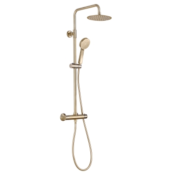 Signature Thermostatic Cool-Touch Bar Mixer Shower with Shower Kit + Fixed Head - Brushed Brass | Product Image