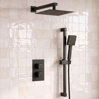 Signature Square Dual Concealed Mixer Shower with Shower Kit + Fixed Head - Matt Black | Product Image