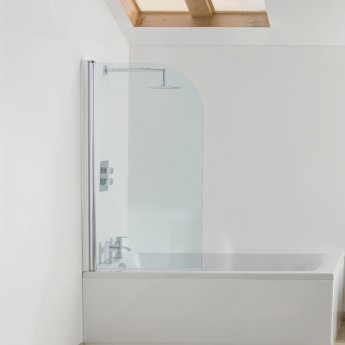 Signature Contract Curved Hinged Bath Screen 1400mm H x 770-785mm W - 6mm Glass