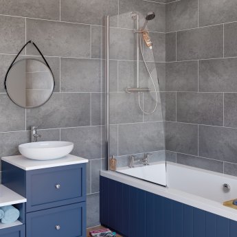 Signature Classic Single Panel Sculpted Hinged Bath Screen 1400mm H x 860mm W - 6mm Glass